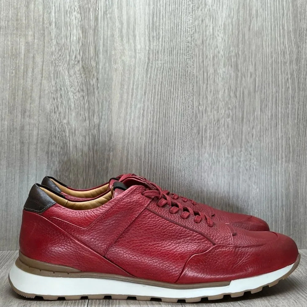 Brother's United Shoes Mens 8 Buadonis-14 Trainers Fashion Sneaker Leather Red